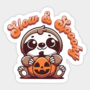 Halloween Sloth Slow and Spooky Cute Sloth Pumpkin Sticker